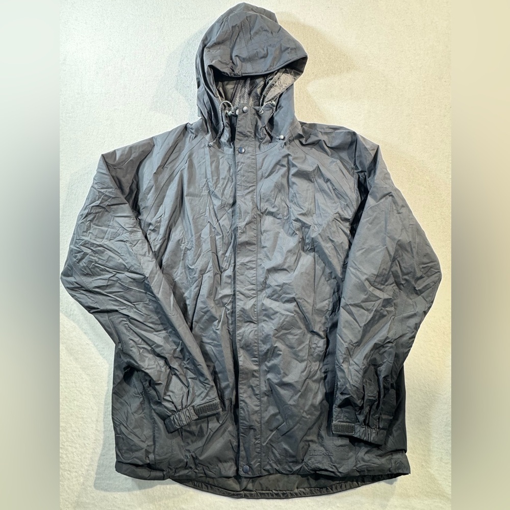 L. L. Bean Stowaway Goretex Hooded Windbreaker, Navy, Size L Tall